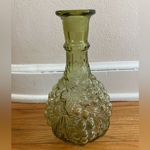 Vintage 1970s Imperial Avocado Green Grape Vase Decanter Genie Bottle